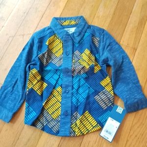 New 12m Boys Genuine Kids by Oshkosh Button Up Long Sleeved Shirt